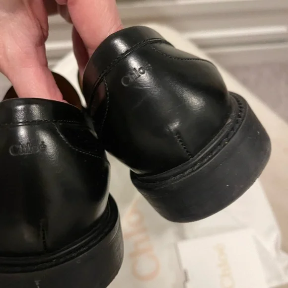 Chloe Marcie Black Leather Loafers, Sz 9 - Picture 6 of 6